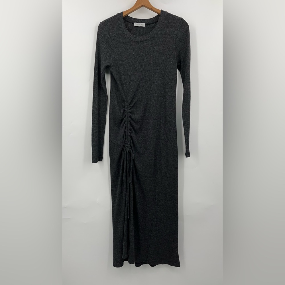 Michael Stars M Ilia Ruched Tie Maxi Thermal 0375 Stretch medium charcoal gray - Picture 4 of 10